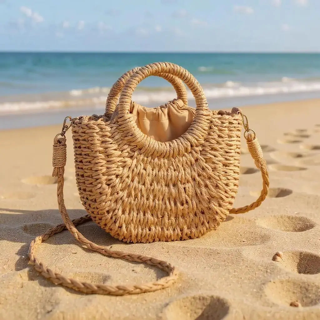 Celeste - Gevlochten strandtas met binnenzak