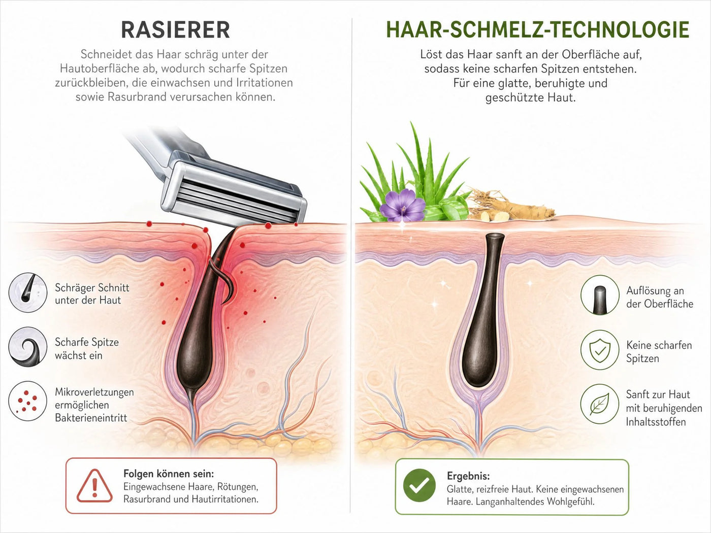Der Unterhaut-Schnitt-Effekt: Warum frisch rasierte Beine trotzdem gepunktet aussehen