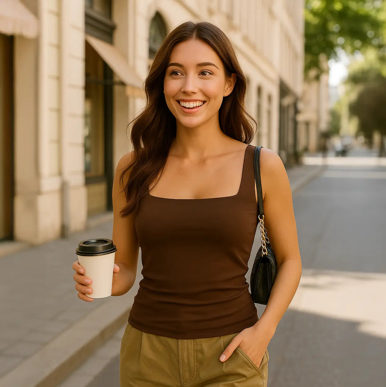 Celeste Top - Figuurvormende tanktop met vierkante hals
